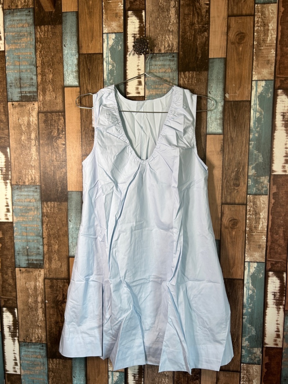 Blue Cotton Sun Dress With Pockets